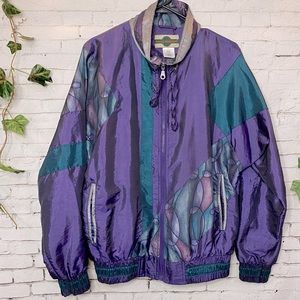 Vintage 90’s Outbrook Color Block Windbreaker Jacket, Purple Bright Retro Track